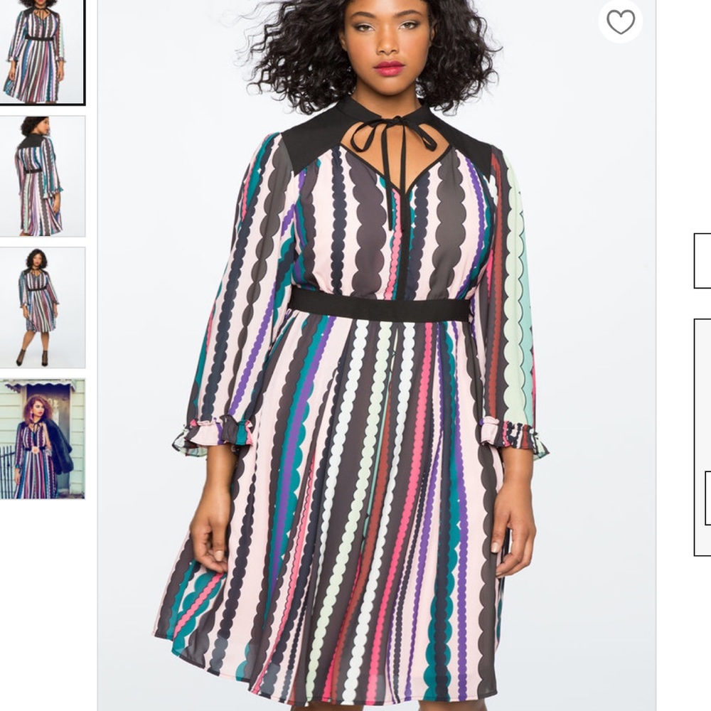 Eloquii Tie Neck Ruffle Sleeve Dress